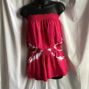 Romper Pink or Green Strapless Tie-Dye